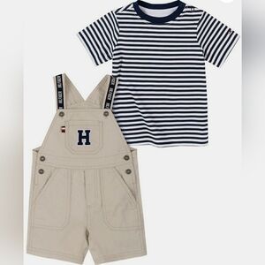 Tommy Hilfiger Baby Boy's 2-piece Canvas Shortalls and Striped Tee Set